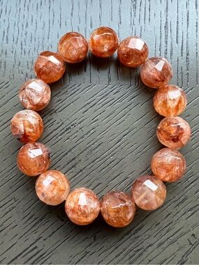 Faceted Fire quartz bracelet 13-14mm SIZE 7’ ( ONE )